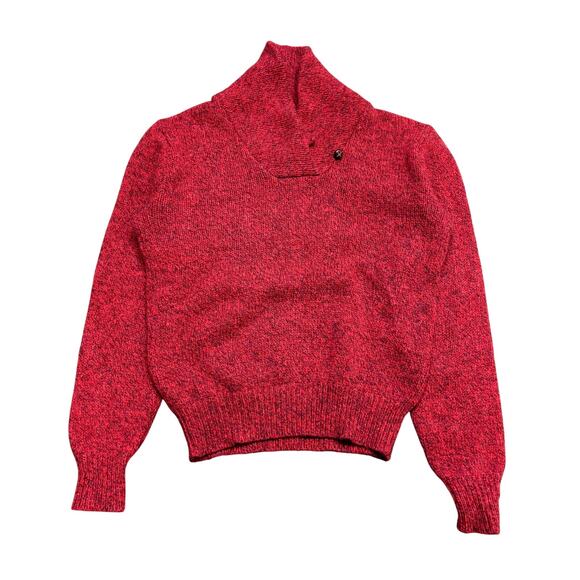 Vintage 80s Cabela's Shawl Collar Wool Sweater Women's Small Cottage Preppy - Picture 1 of 7